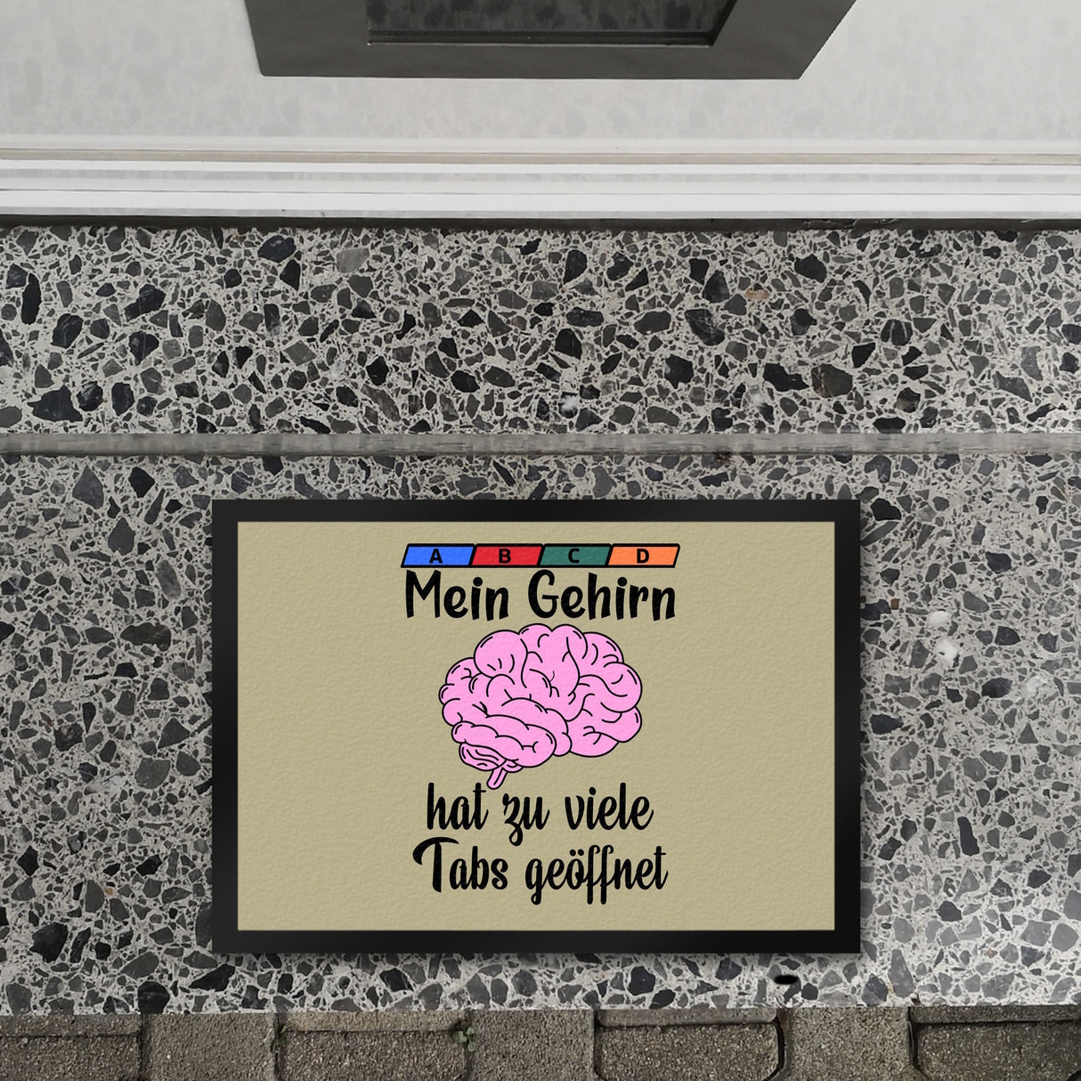 Überforderung Fußmatte in 35x50 cm in beige Mein Gehirn hat zu viele Tabs geöffnet