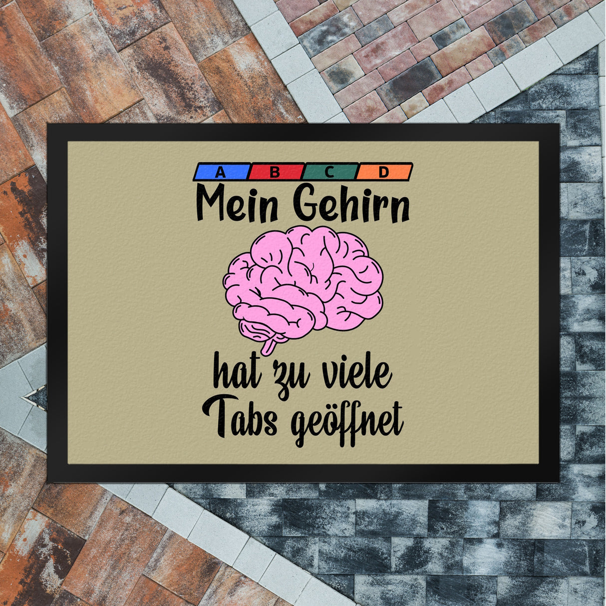 Überforderung Fußmatte in 35x50 cm in beige Mein Gehirn hat zu viele Tabs geöffnet