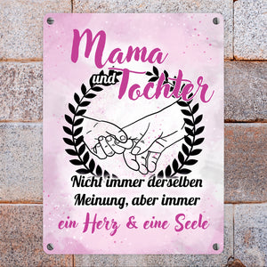 Mama und Tochter - ein Herz & eine Seele Metallschild
