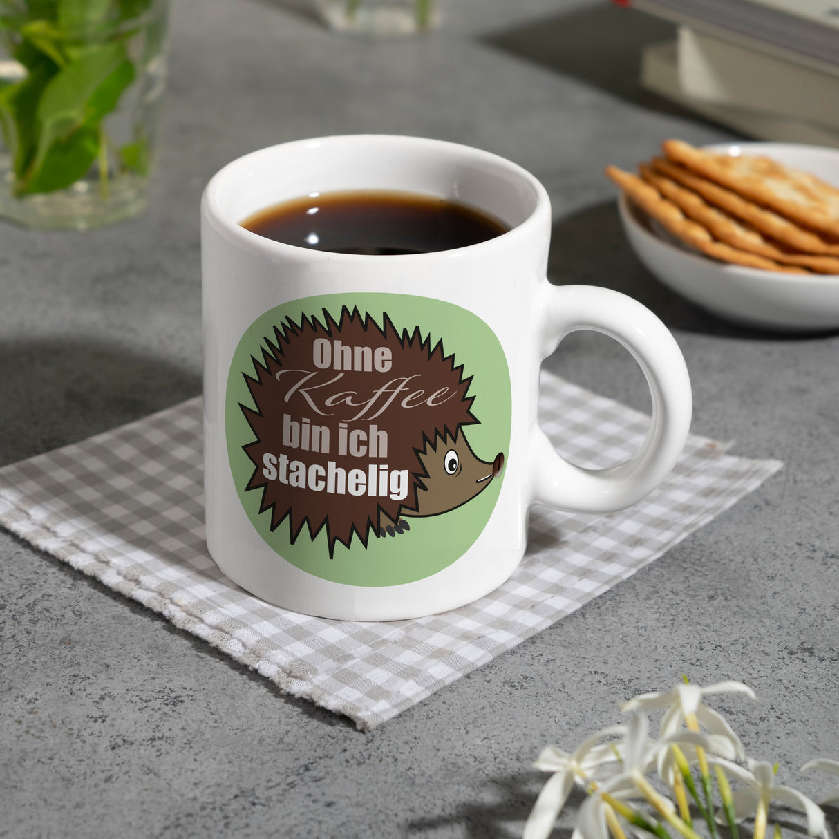 Ohne Kaffee bin ich stachelig Igel Kaffeebecher mit Spruch