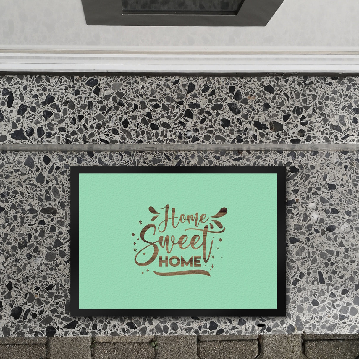 Home Sweet Home Fußmatte in 35x50 cm mit mintfarbenem Hintergrund