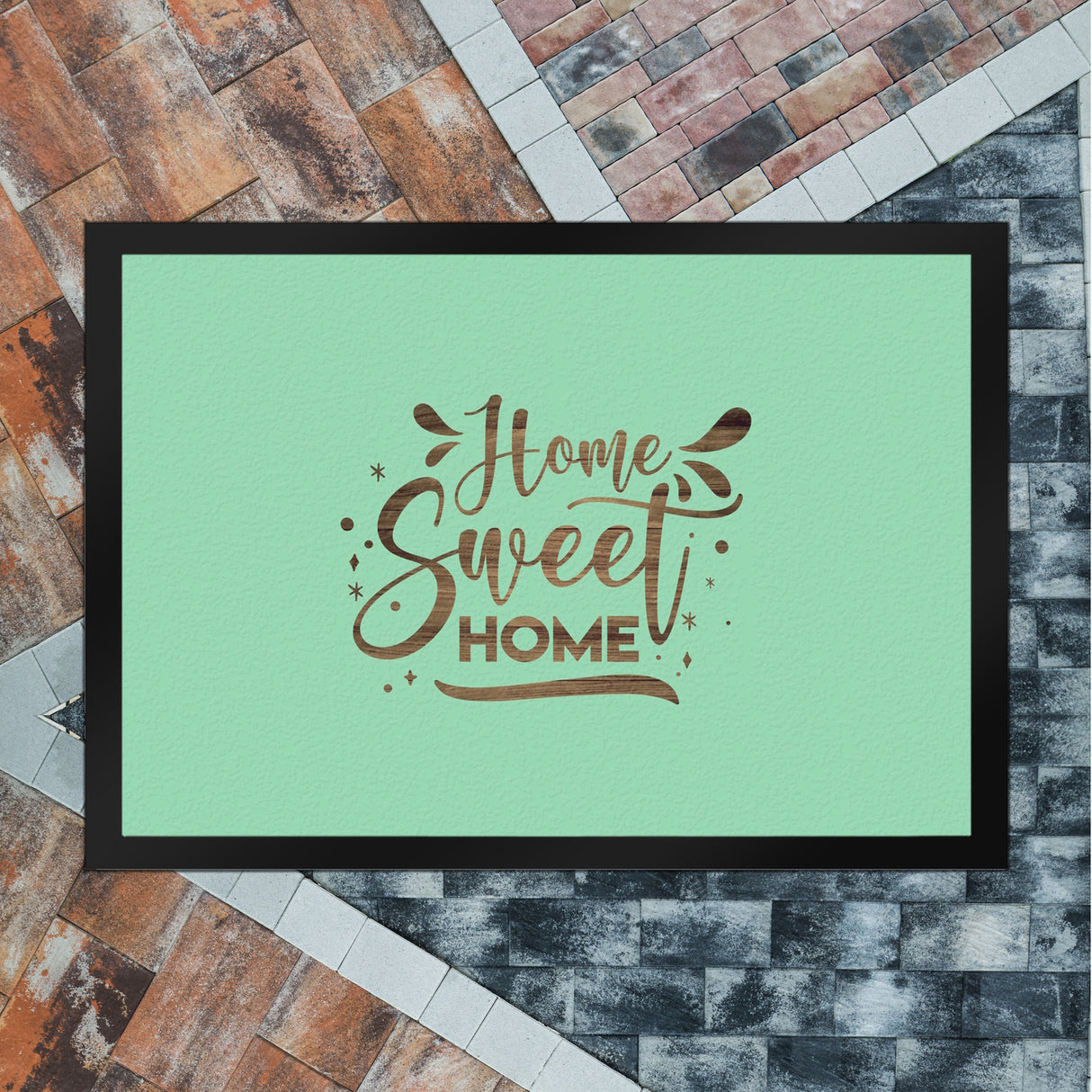Home Sweet Home Fußmatte in 35x50 cm mit mintfarbenem Hintergrund