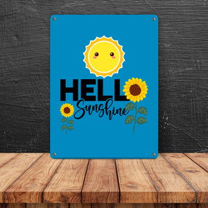 Gute Laune Metallschild in 15x20 cm mit Spruch Hello Sunshine