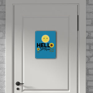 Gute Laune Metallschild in 15x20 cm mit Spruch Hello Sunshine