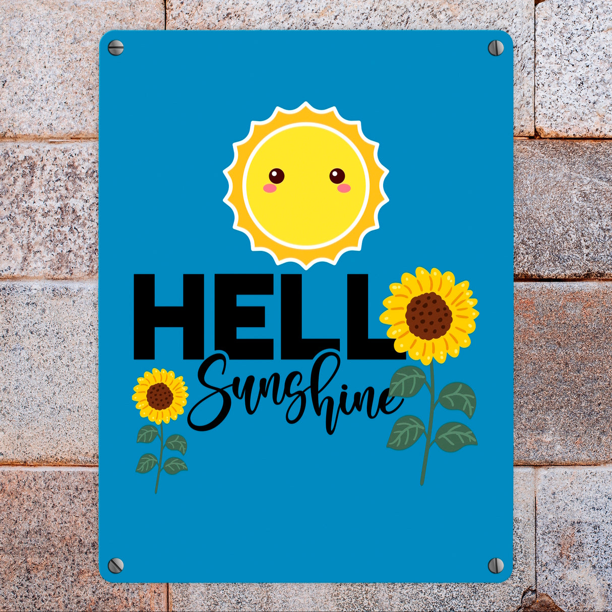 Gute Laune Metallschild in 15x20 cm mit Spruch Hello Sunshine