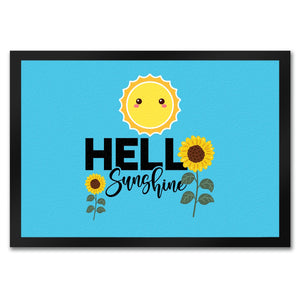 Gute Laune Fußmatte in 35x50 cm in hellblau mit Spruch Hello Sunshine