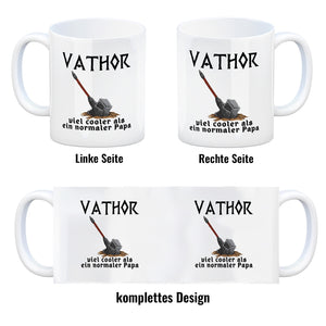 VATHOR Superheld Kaffeebecher mit Hammer und Spruch