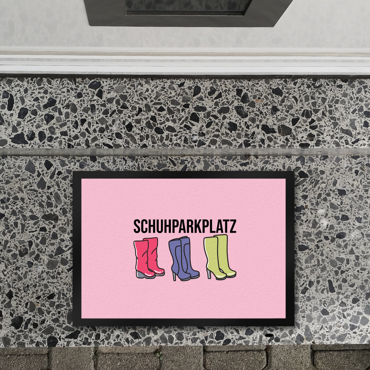 Schuhparkplatz Fußmatte in 35x50 cm in rosa mit Schuhmotiv für Frauen