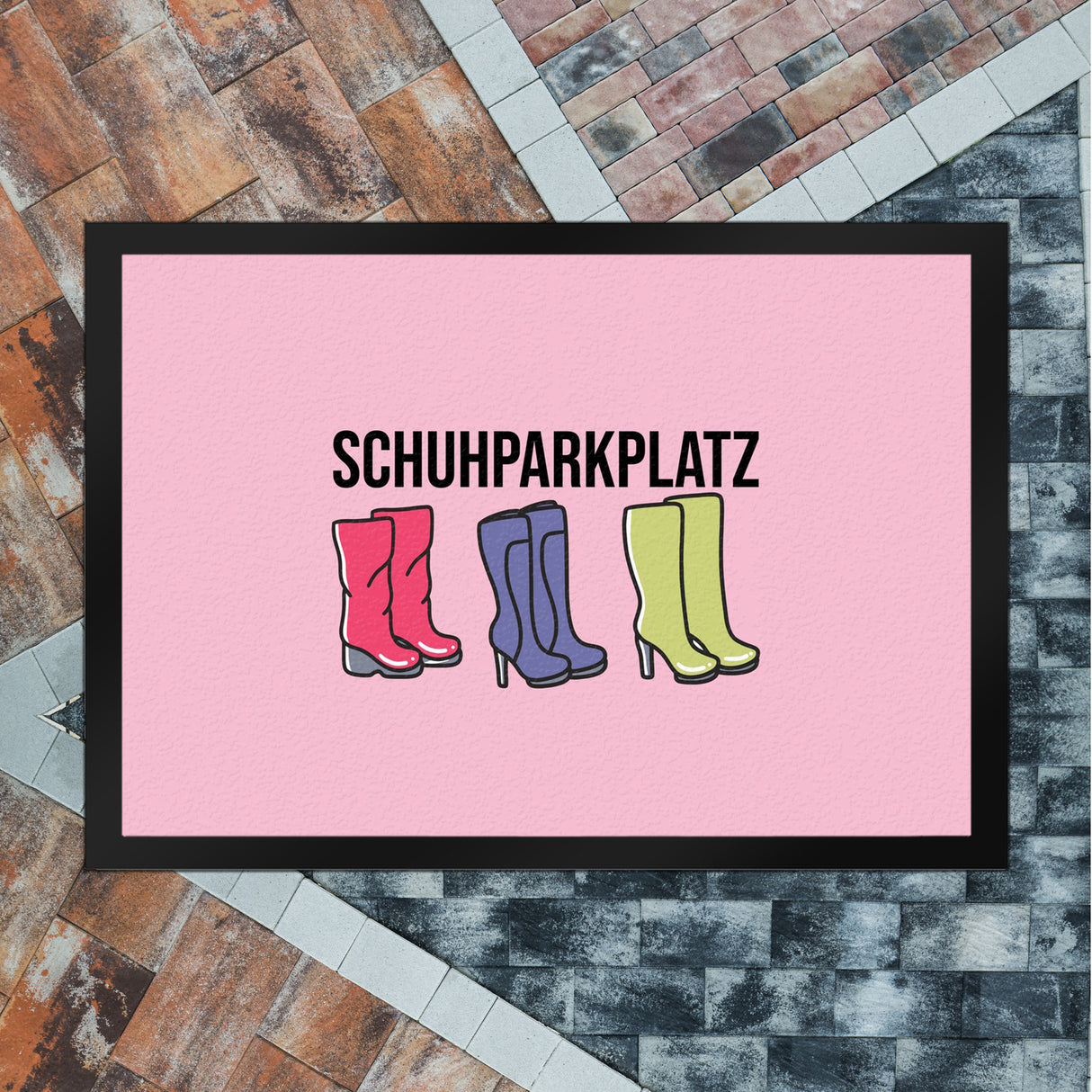 Schuhparkplatz Fußmatte in 35x50 cm in rosa mit Schuhmotiv für Frauen