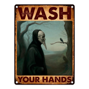 Pestdoktor Metallschild in 15x20 cm mit Spruch Wash your Hands