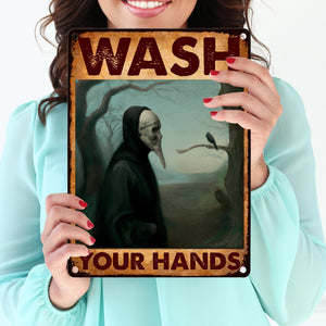 Pestdoktor Metallschild in 15x20 cm mit Spruch Wash your Hands