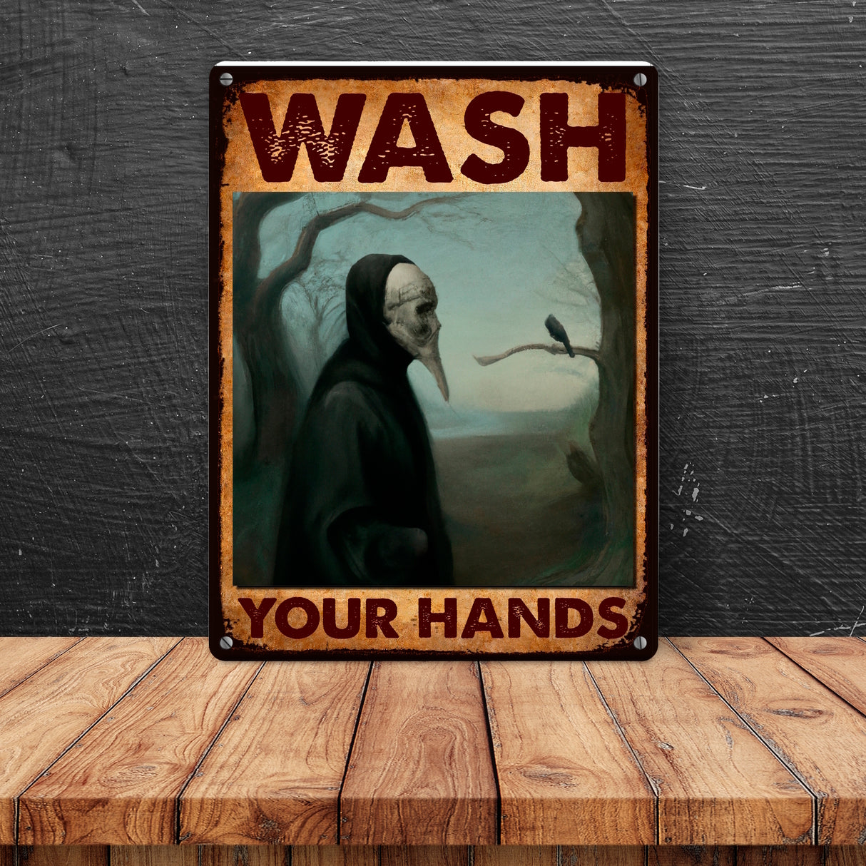 Pestdoktor Metallschild in 15x20 cm mit Spruch Wash your Hands
