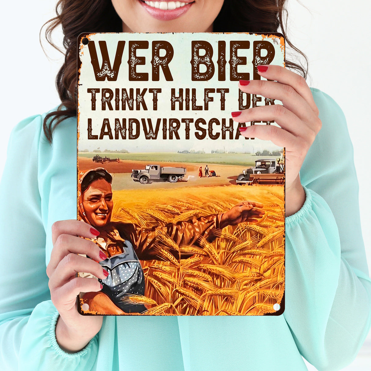 Wer Bier trinkt hilft der Landwirtschaft Metallschild in 15x20 cm