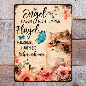 Katzen sind Engel Metallschild in 15x20 cm mit Spruch für Katzenbesitzer