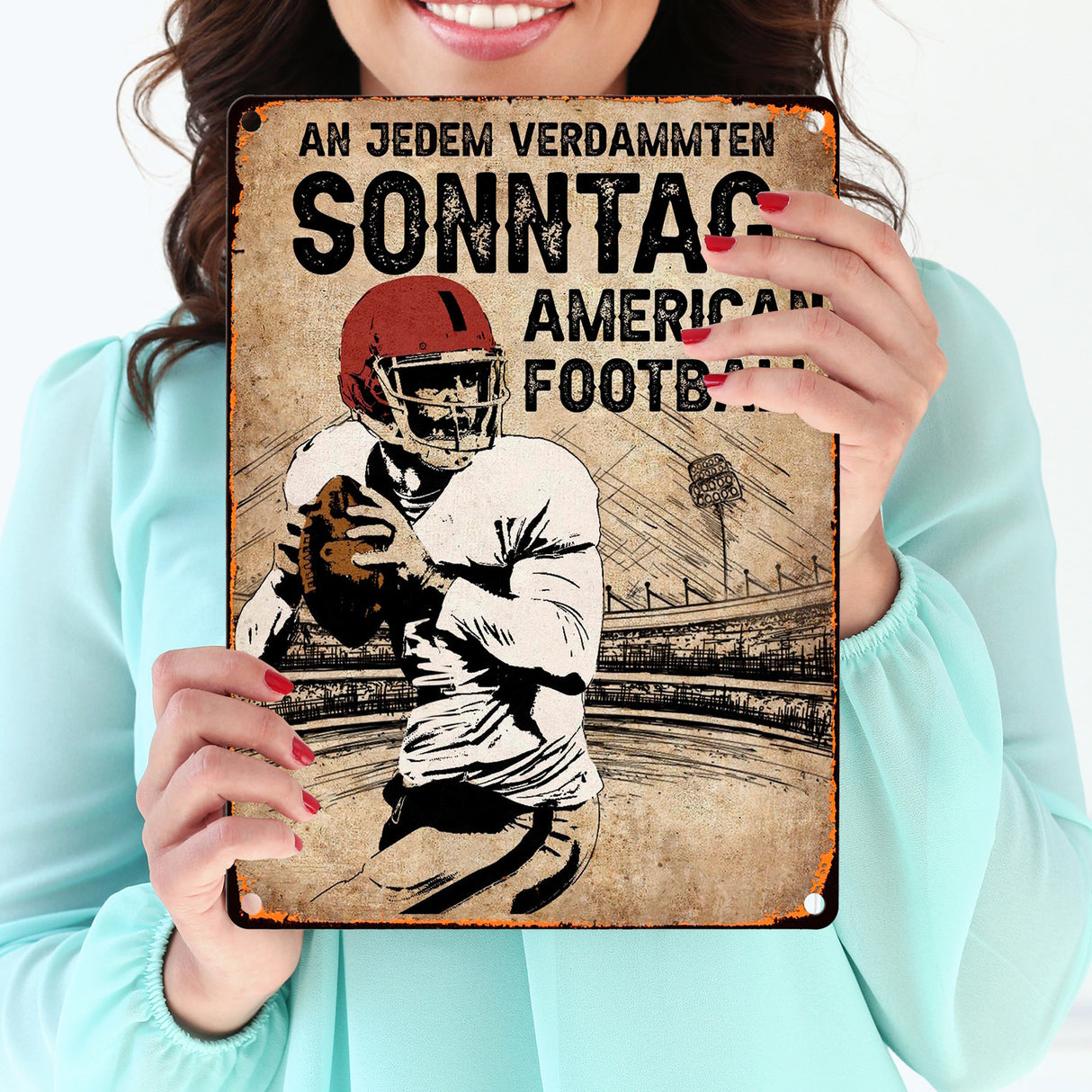 American Football Metallschild in 15x20 cm für echte Footballfans