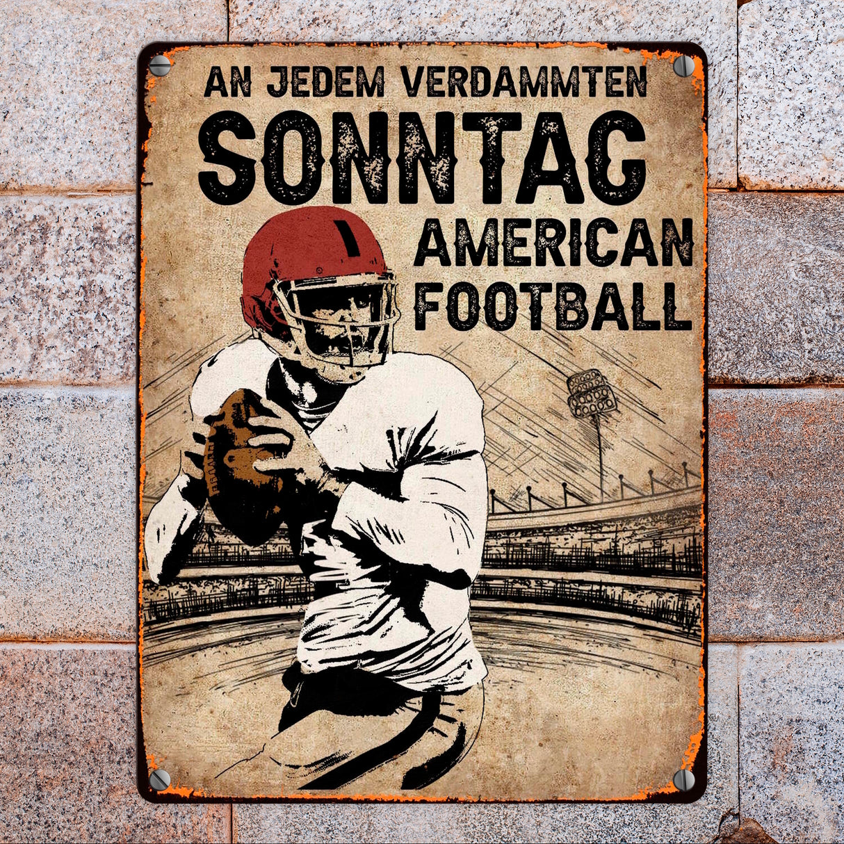 American Football Metallschild in 15x20 cm für echte Footballfans