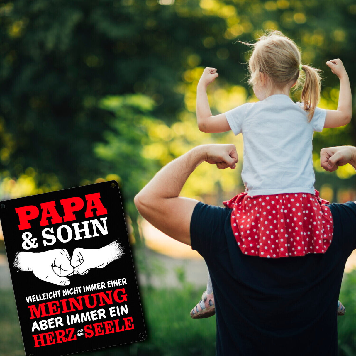Papa & Sohn, ein Herz und eine Seele Metallschild mit Spruch