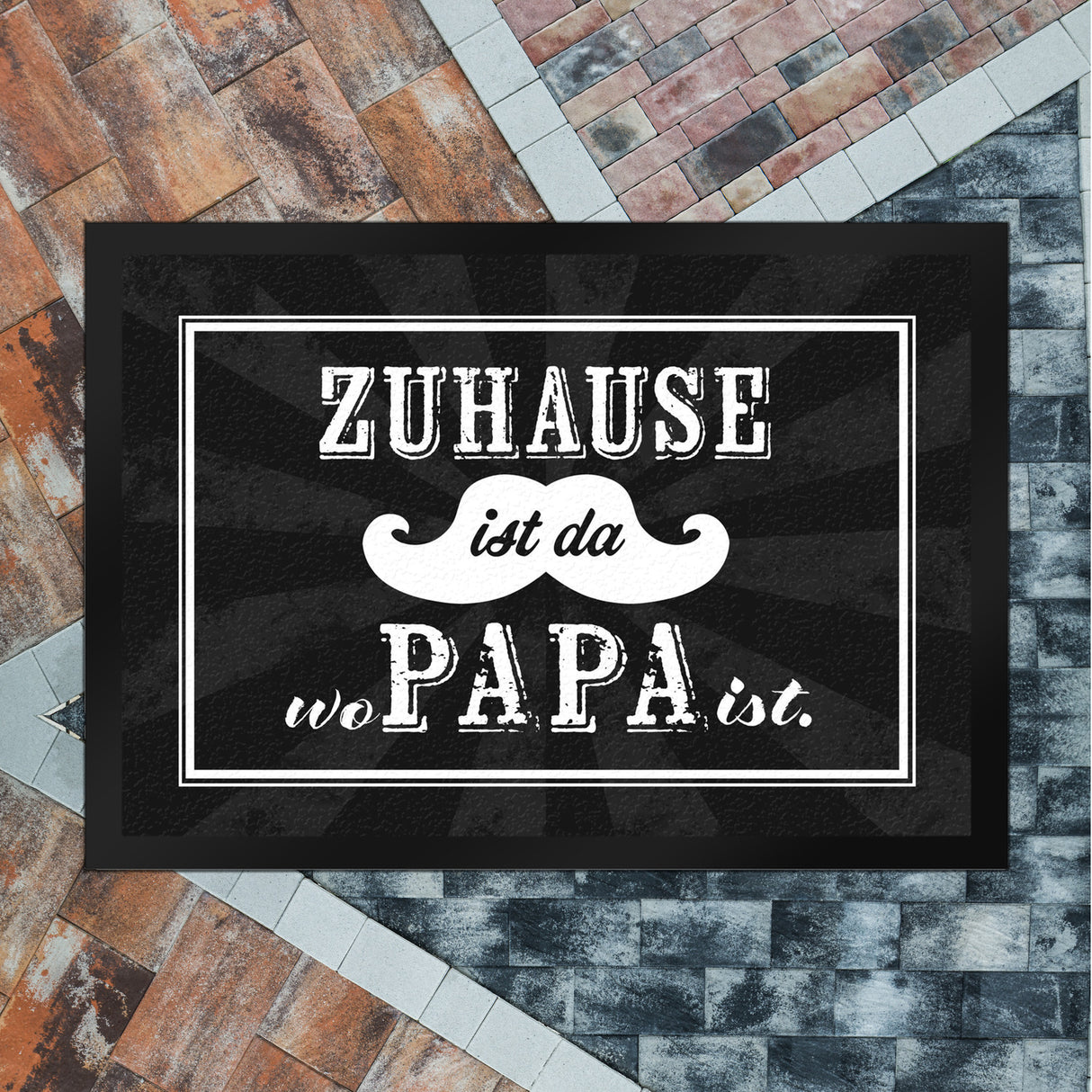 Zuhause ist da wo Papa ist Fußmatte mit Schnauzer