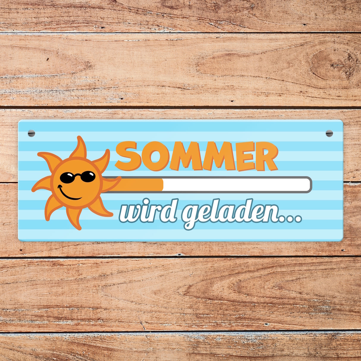 Sommer wird geladen Ladebalken Metallschild mit cooler Sonne
