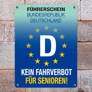 Kein Fahrverbot für Senioren Metallschild