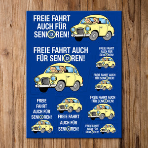Freie Fahrt auch für Senioren Magnet-Set mit Oldtimer Motiv