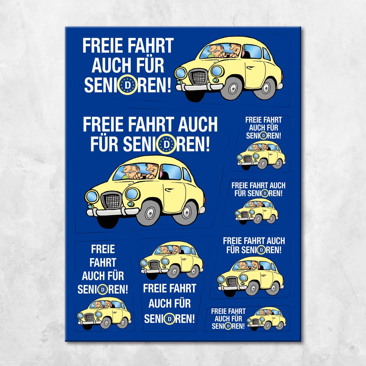Freie Fahrt auch für Senioren Magnet-Set mit Oldtimer Motiv
