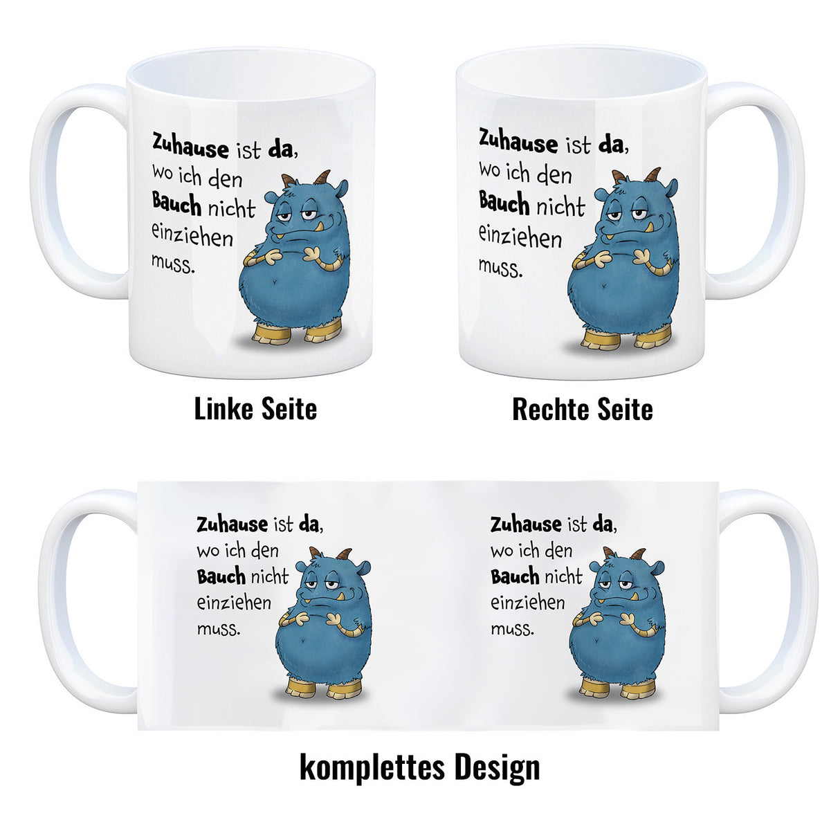 Freches Monster Kaffeebecher mit lustigem Spruch