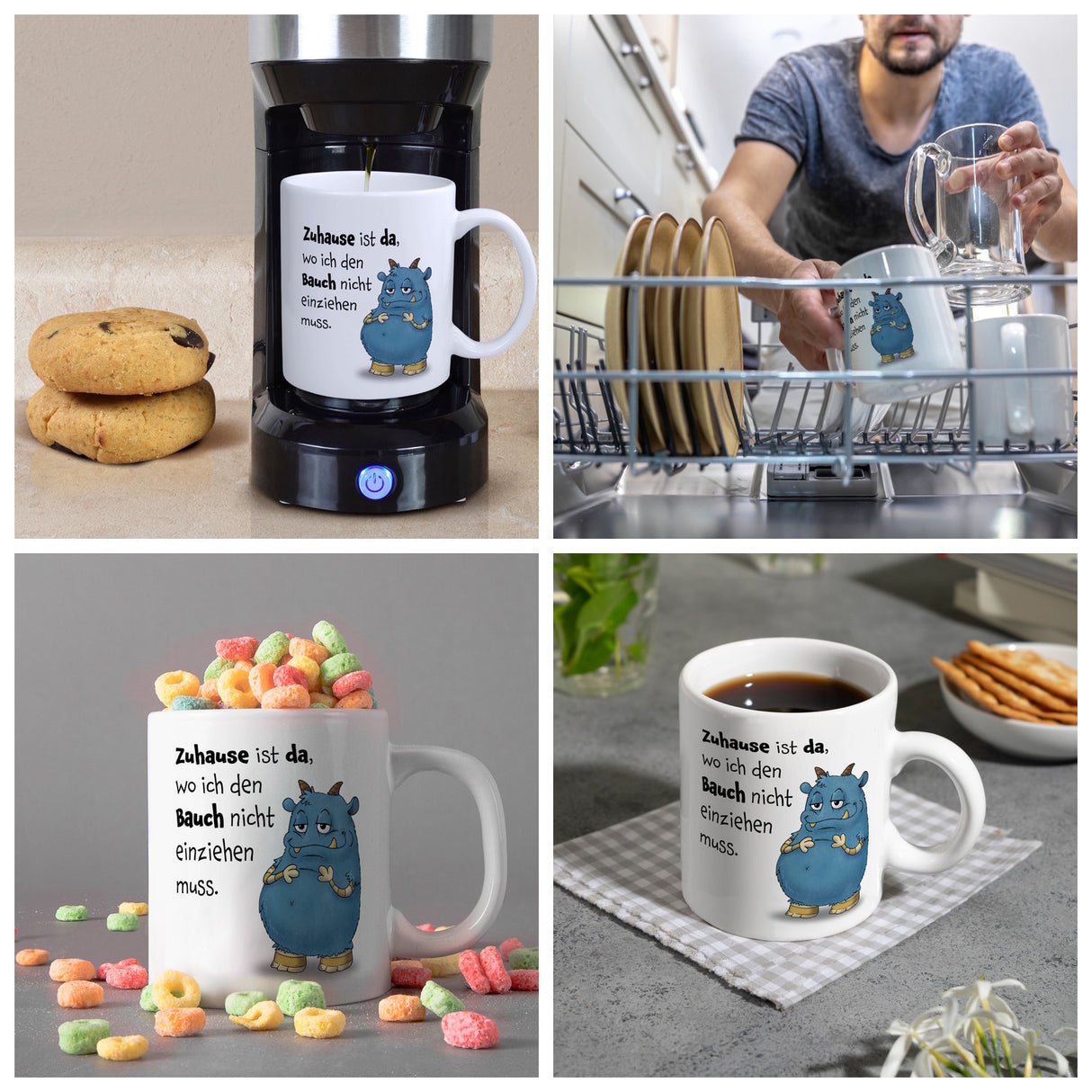 Freches Monster Kaffeebecher mit lustigem Spruch