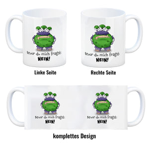 Freches Monster -lila Kaffeebecher mit lustigem Spruch