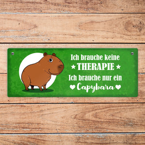Keine Therapie – ich brauche nur ein Capybara Metallschild