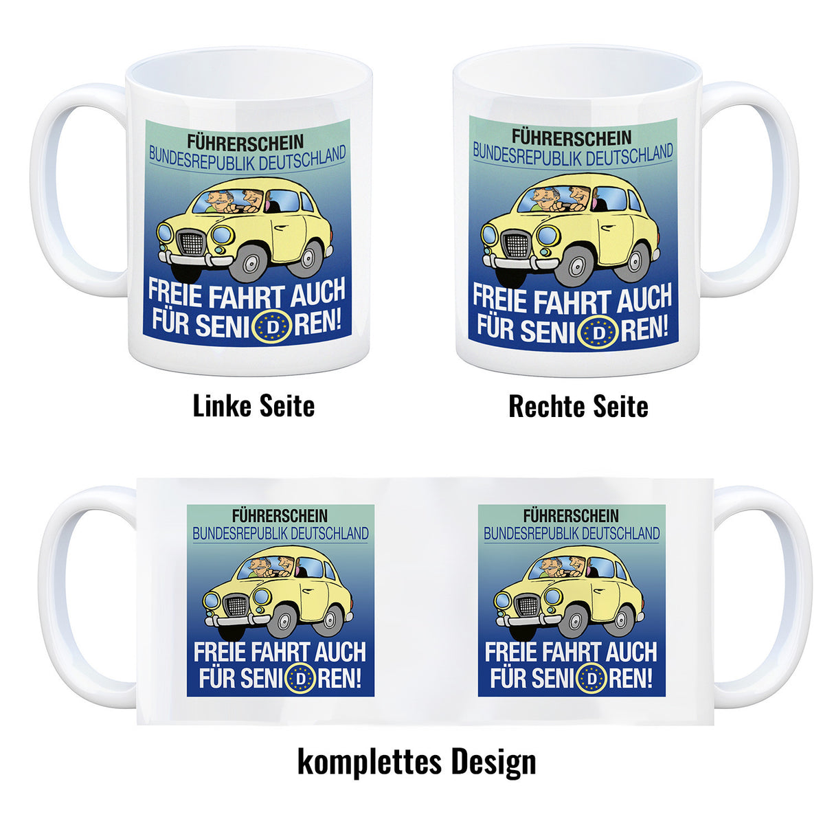 Freie Fahrt auch für Senioren Kaffeebecher mit Oldtimer Motiv