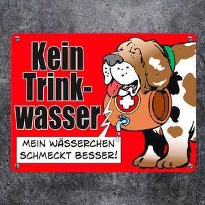 Kein Trinkwasser Metallschild mit Schweizer Alpenhund