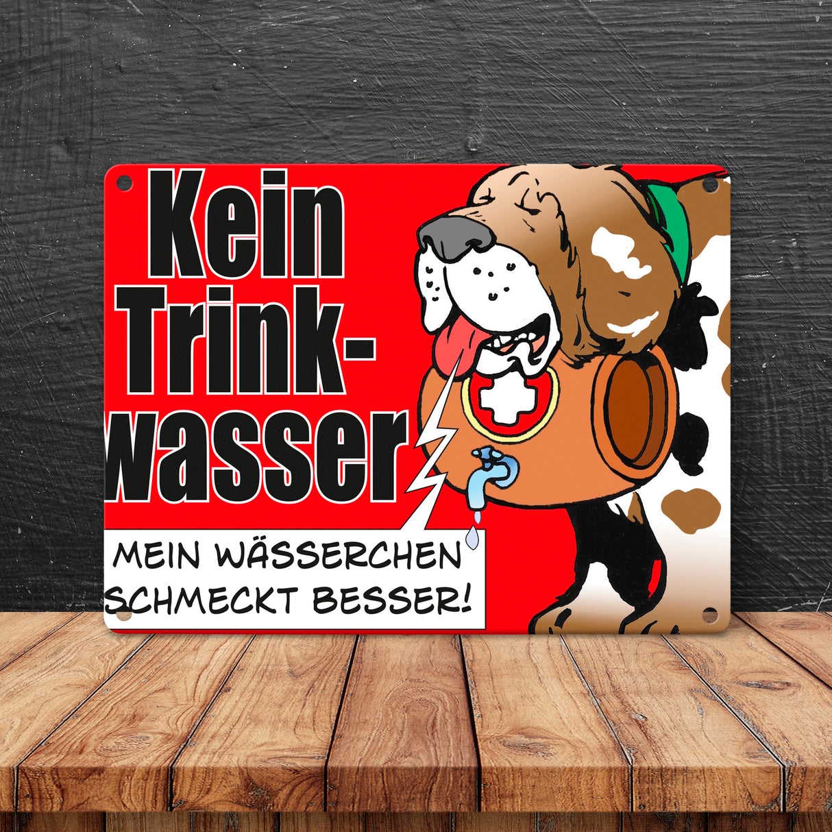 Kein Trinkwasser Metallschild mit Schweizer Alpenhund