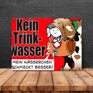 Kein Trinkwasser Metallschild mit Schweizer Alpenhund
