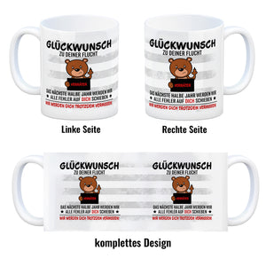 Glückwunsch zur Flucht, Verräter Mittelfinger Kaffeebecher mit Bär