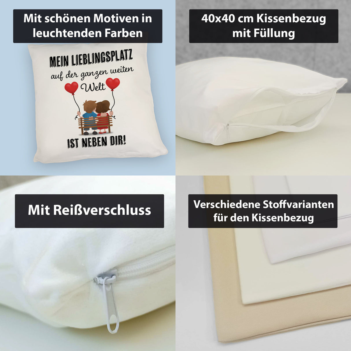 Liebespaar mit Herzballons Kissen mit Spruch