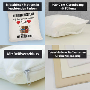 Liebespaar mit Herzballons Kissen mit Spruch