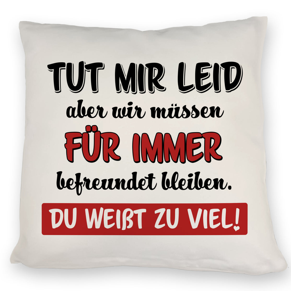 Freundschaft Kissen mit Spruch Tut mir Leid wir müssen befreundet bleiben