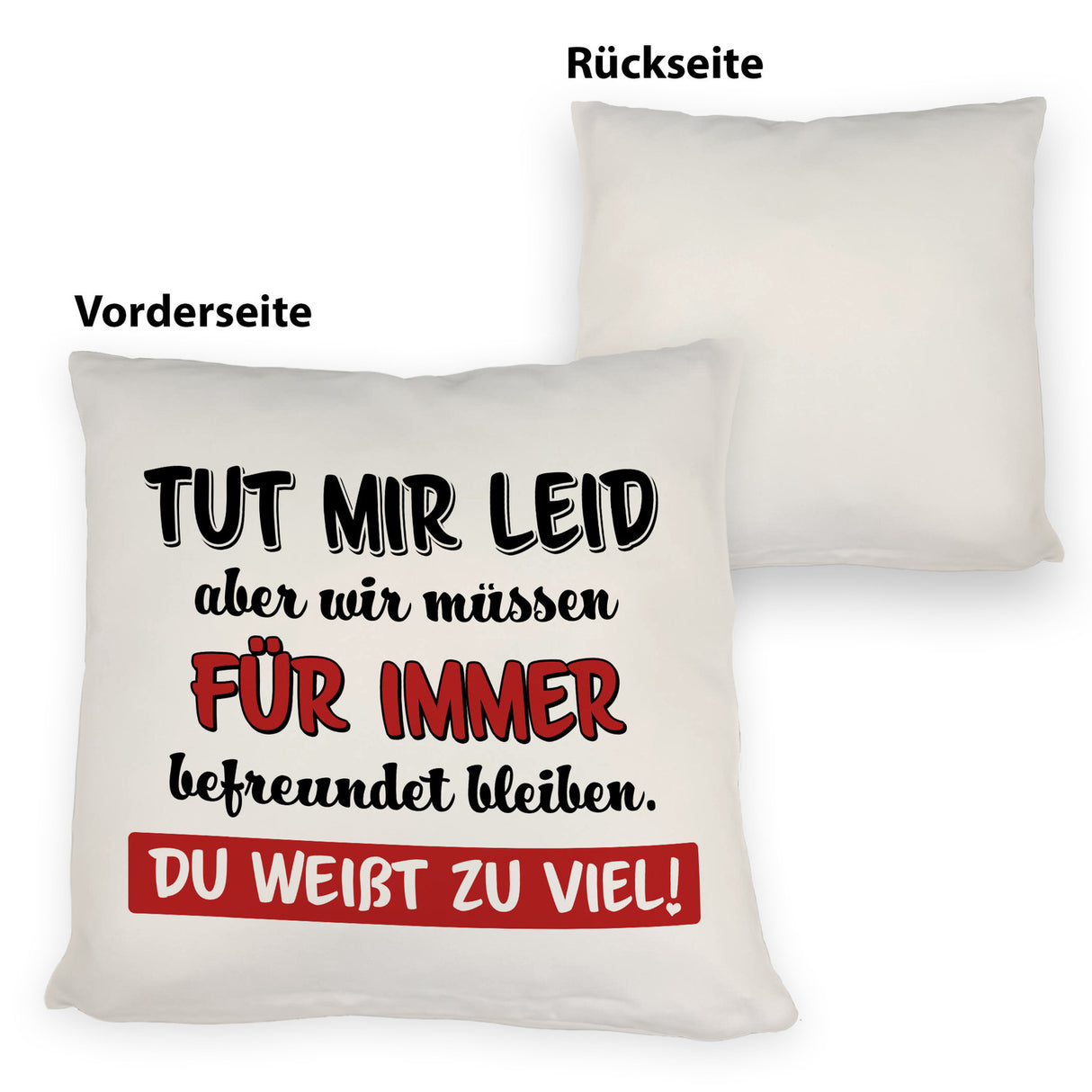 Freundschaft Kissen mit Spruch Tut mir Leid wir müssen befreundet bleiben