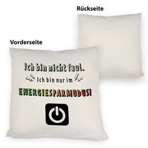 Faulpelz Kissen mit Spruch und Power-Button