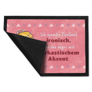 Engel Fußmatte in 35x50 cm mit Spruch - Ich spreche Ironie mit Sarkasmus-Akzent