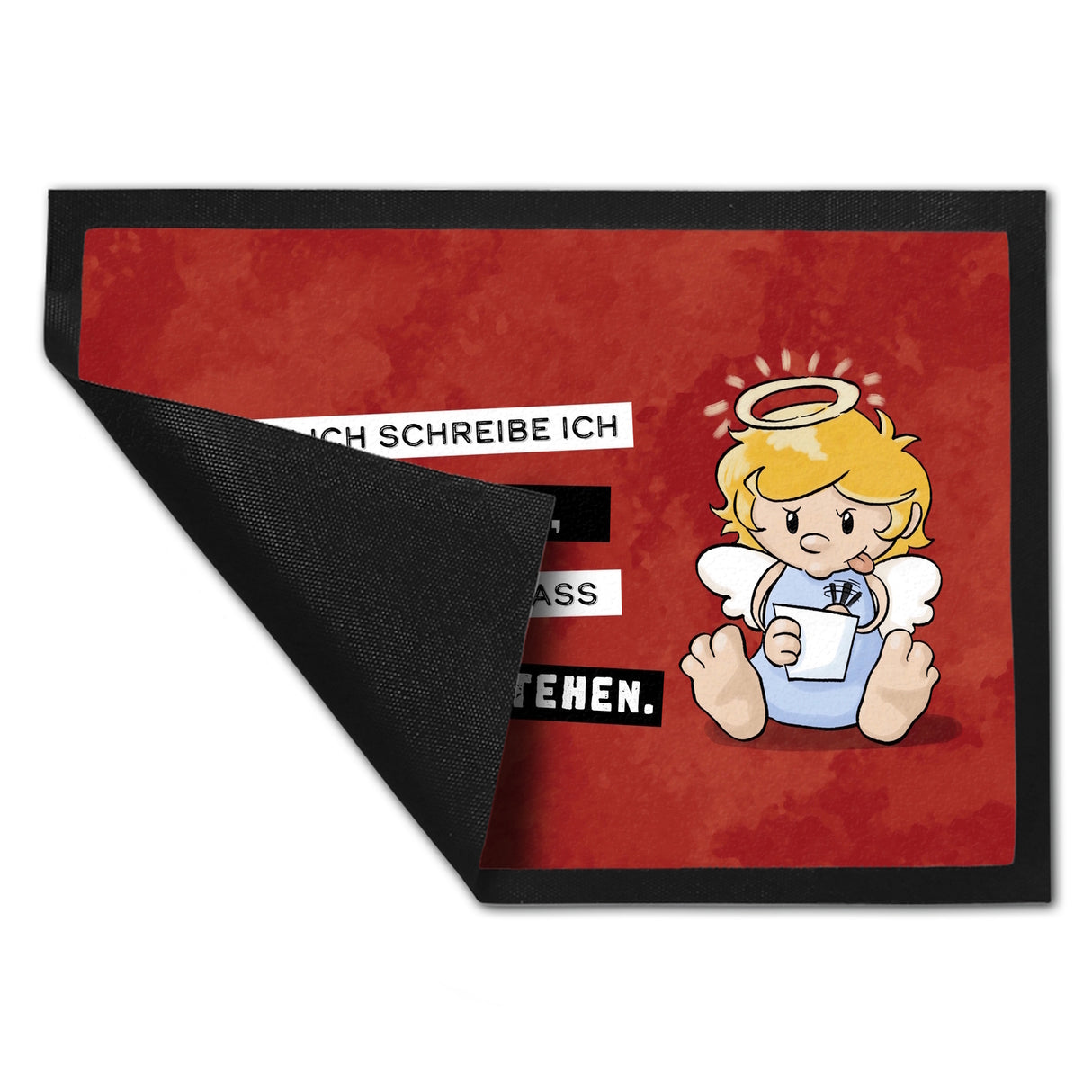 Engel Fußmatte in 35x50 cm mit Spruch - Ich schreib wie ein Idiot, damit alle verstehen