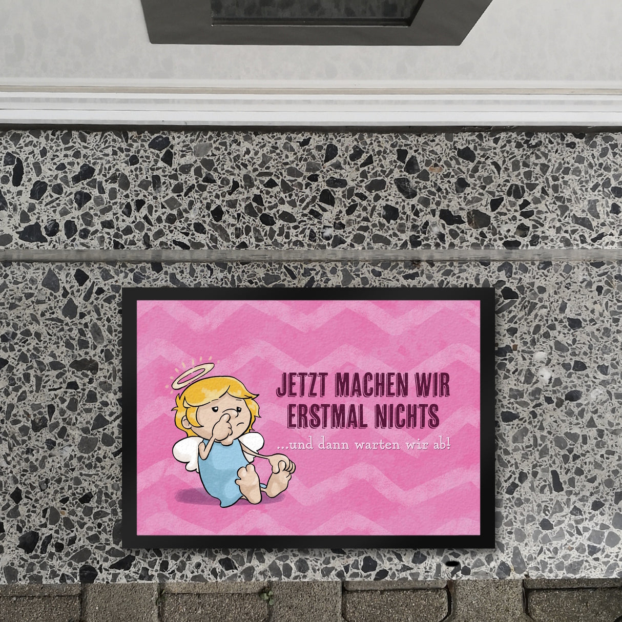 Engel Fußmatte in 35x50 cm mit Spruch - Wir machen nichts und warten ab