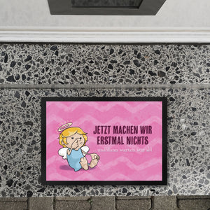 Engel Fußmatte in 35x50 cm mit Spruch - Wir machen nichts und warten ab