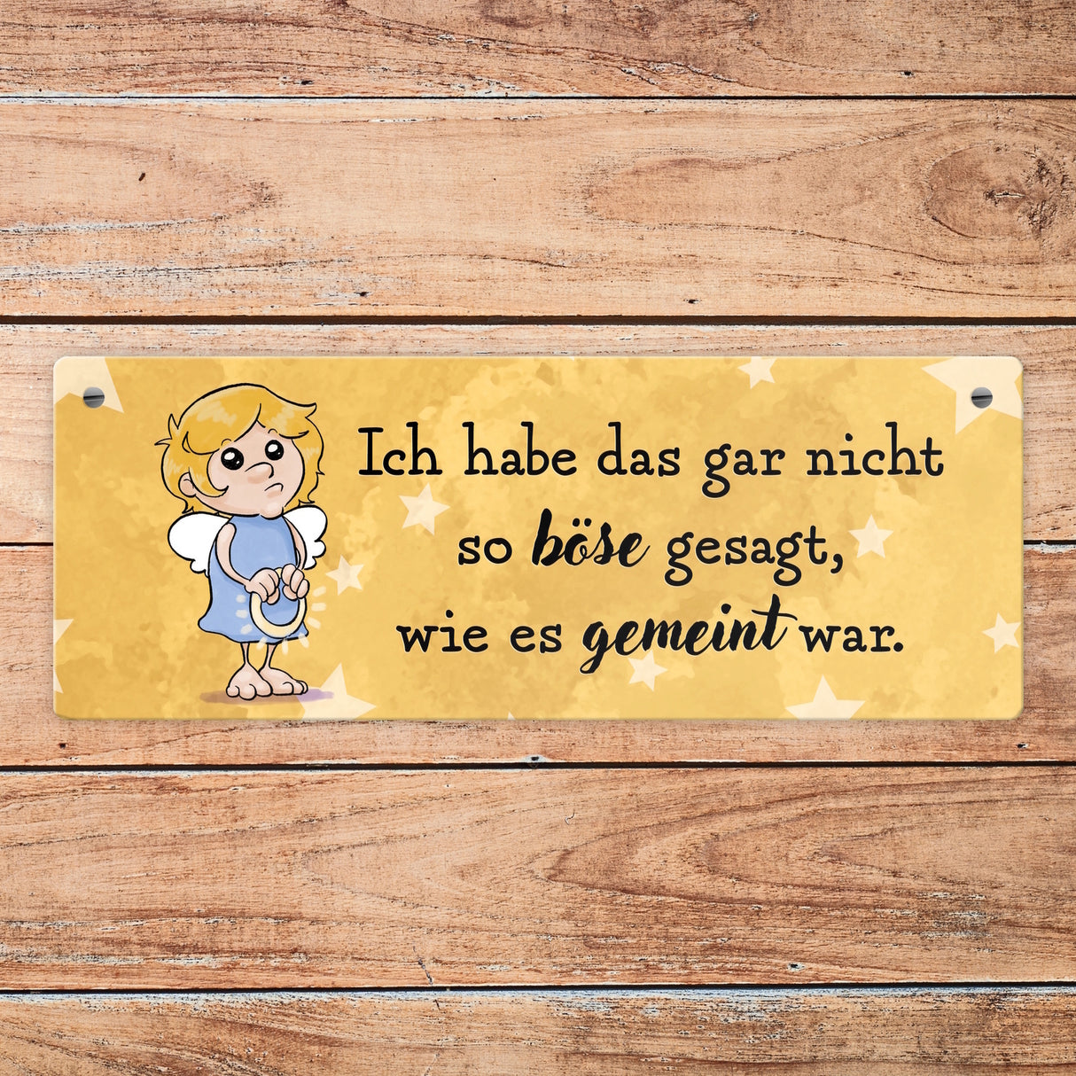 Engel Metallschild mit Spruch - Nicht so böse gesagt, wie gemeint