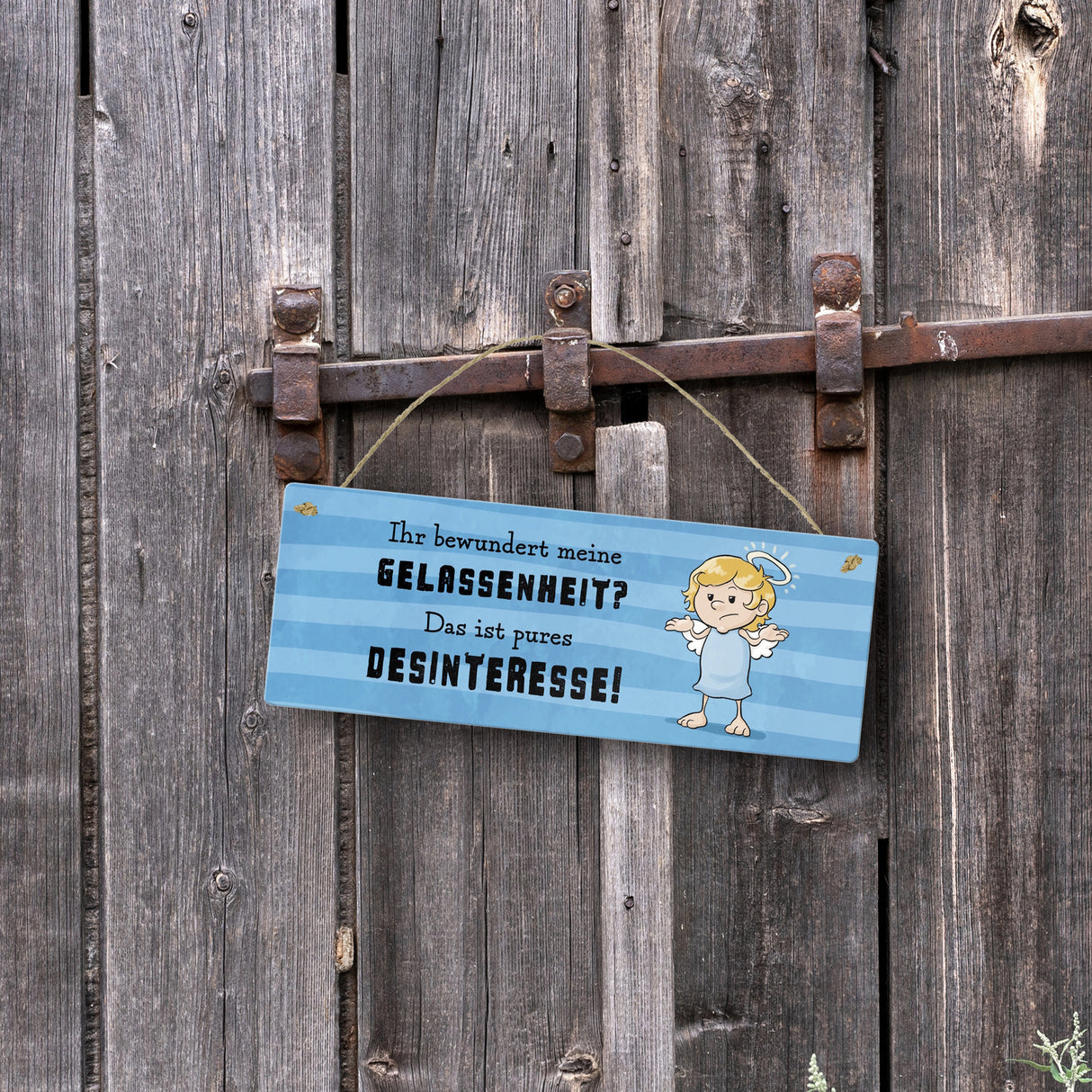 Engel Metallschild mit Spruch - Meine Gelassenheit ist Desinteresse