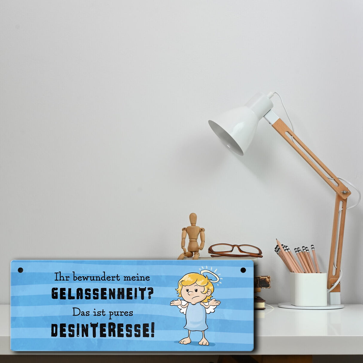 Engel Metallschild mit Spruch - Meine Gelassenheit ist Desinteresse