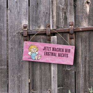 Engel Metallschild mit Spruch - Wir machen nichts und warten ab