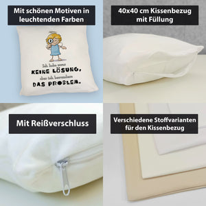Engel Kissen mit Spruch - Keine Lösung, aber Bewunderung fürs Problem