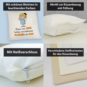 Engel Kissen mit Spruch - Einer von uns ist klüger als du!